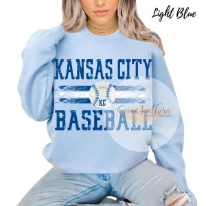 Béisbol de Kansas City PNG, Descarga digital grunge azul KC, Diseño de sublimación de corona de béisbol, Transferencia DTF, Clipart del día del juego