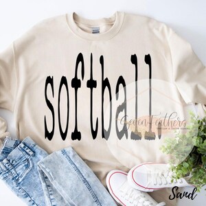 Softball Typography PNG, Digital Download, Distressed Sport Design, Softball Sublimation, Retro Font, DTF Print