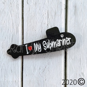 U-Boot Magnet aus Holz - I Love My Submariner