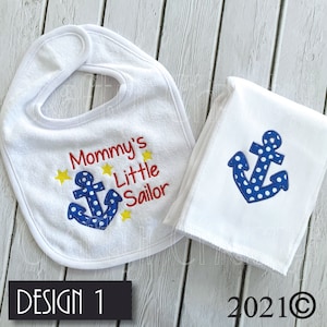 Your Choice of Design - My Daddy/Mommy is a Sailor Burp & Bib Set