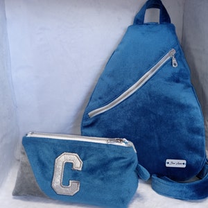 Beautiful velvet crossbody and matching makeup case
