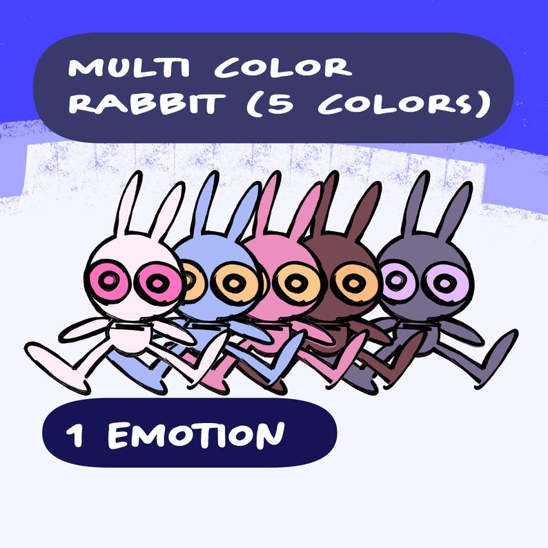 Multicouler Rabbit Rabbit Multi-color Pngtuber Model, Animated Vtuber Asset (instant ...