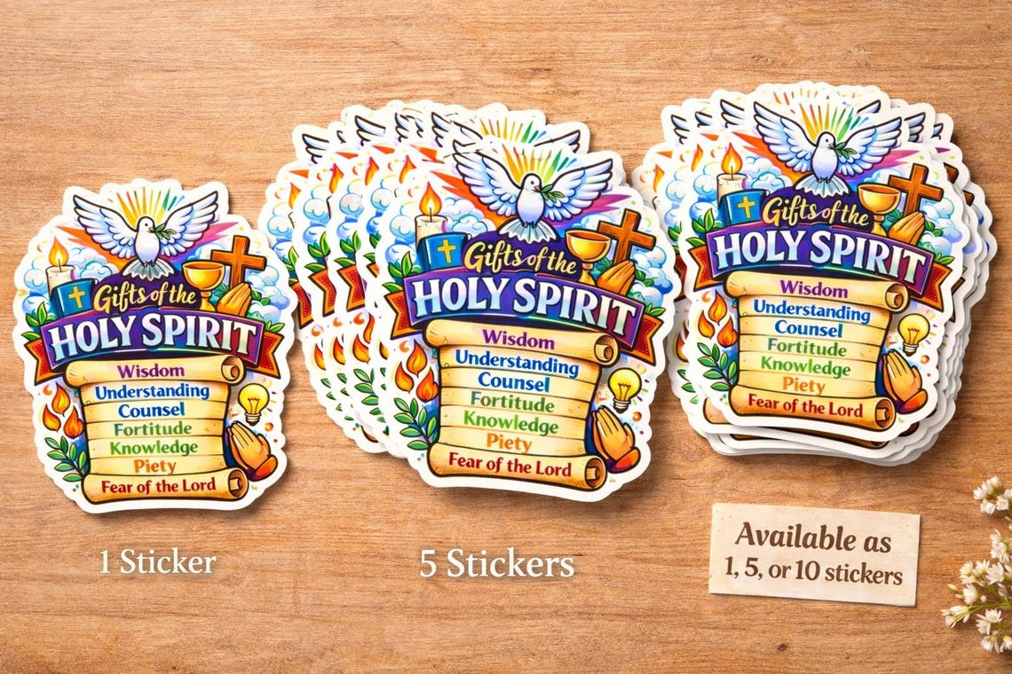 Gifts of the Holy Spirit Sticker – Laminated Confirmation Gift for ...