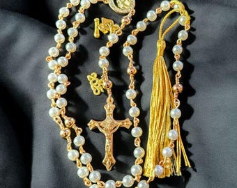 Catholic Graduation Rosary, Religious Gift for Graduate,Keepsake Spiritual Present for Student,Faith Accessory, Italian Gold Plated Crucifix