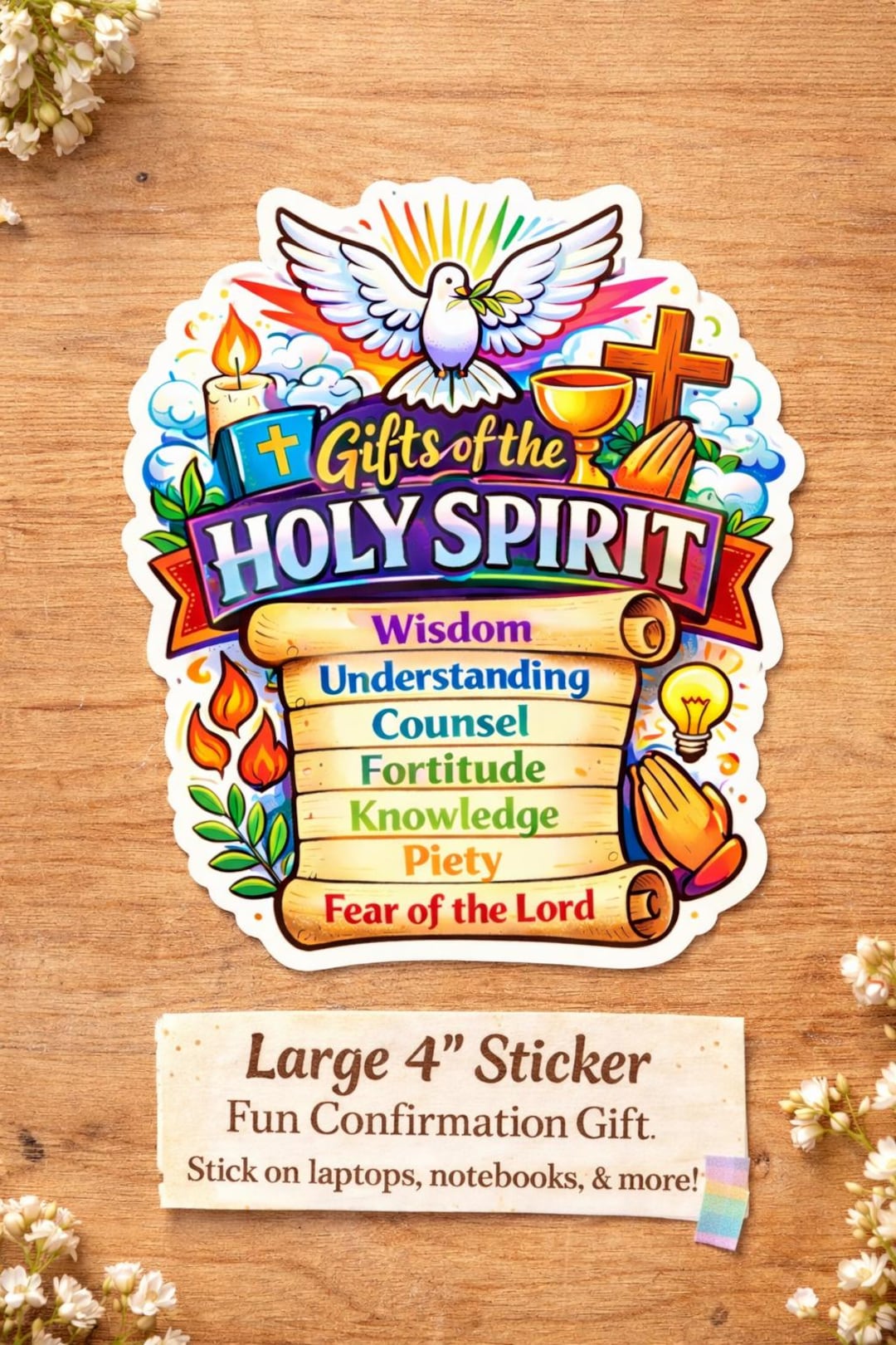 Gifts of the Holy Spirit Sticker – Laminated Confirmation Gift for ...