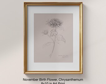 Chrysanthemum Flower Print: November Birth Flower Wall Art (8x10)