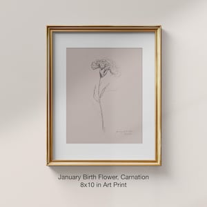 January Birth Flower: Carnation Flower Print 8 x 10  || Gift for Mom or Grandma, Nursery or Baby Shower Gift, Birthday Print