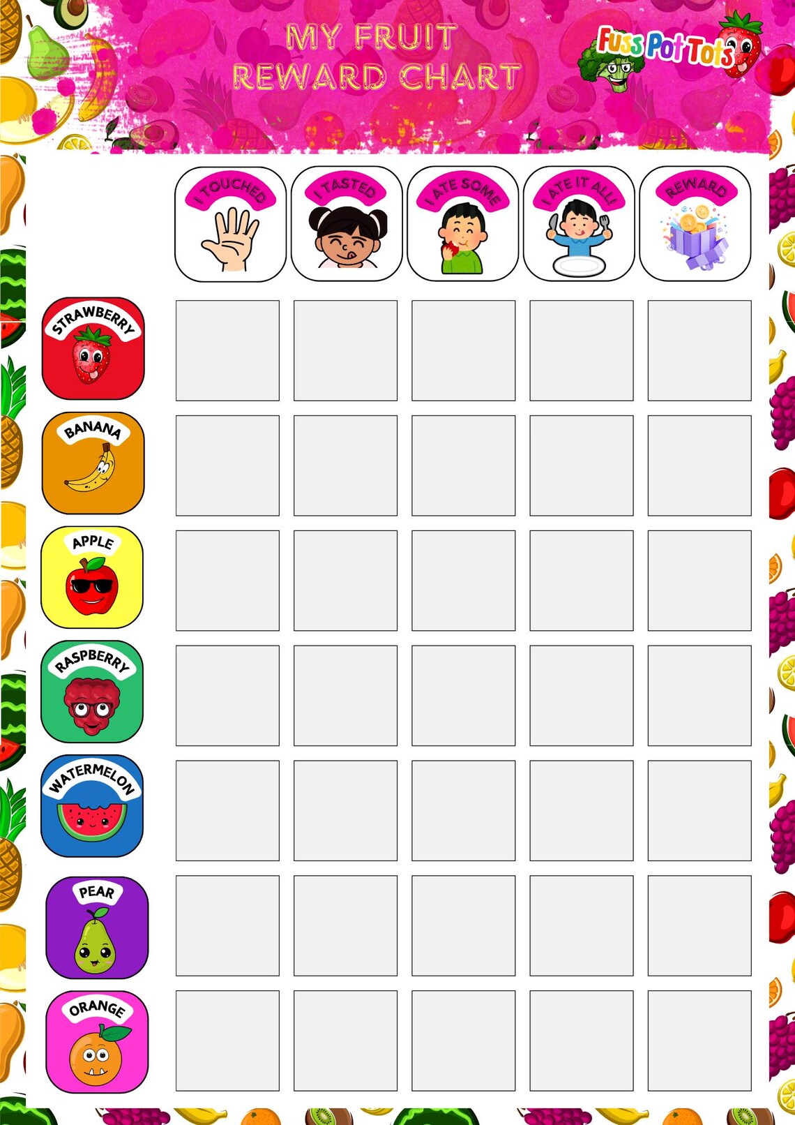 Fruit Sticker Reward Chart - Etsy