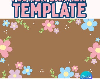 Flower Banner Border Template Customizable in Canva - Project and Paint