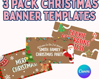 Christmas Banner Templates | Holiday Sign Designs | Customizable in Canva | Project and Paint