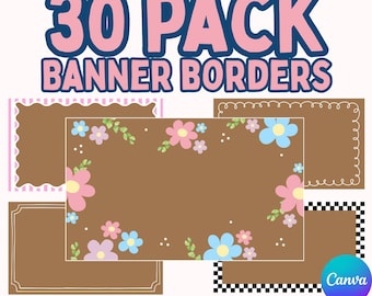 Set van 30: sjabloon voor spandoekrand, aanpasbaar in canvas: project en verf