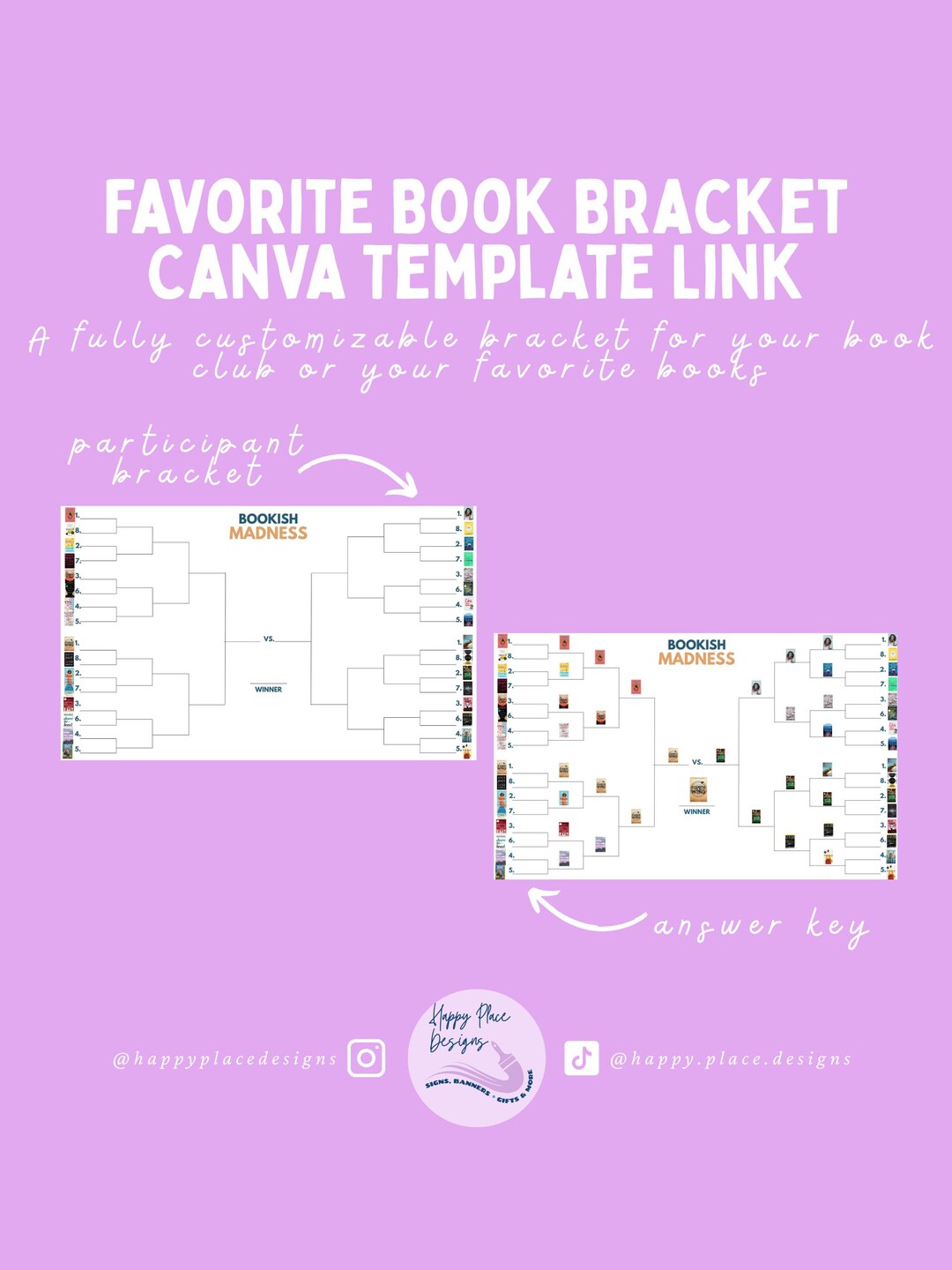 Book Bracket Canva Template, Book Club Game (digital Download) - Etsy