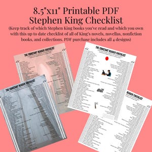 Printable PDF *UPDATED-2025* Stephen King Tracker 8.5&quot;x11&quot;, Stephen King Tracker, Stephen King Checklist, Stephen King Fan, Constant Reader