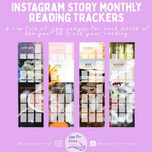 Seguimiento de lectura mensual: Plantillas de historias de Instagram (Descarga digital)