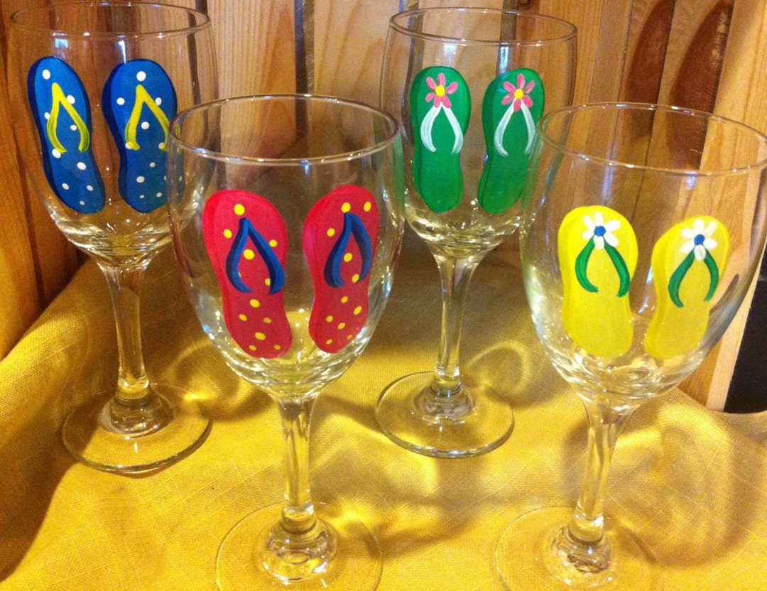 Flip Flop Wine Glasses Set/4 Etsy