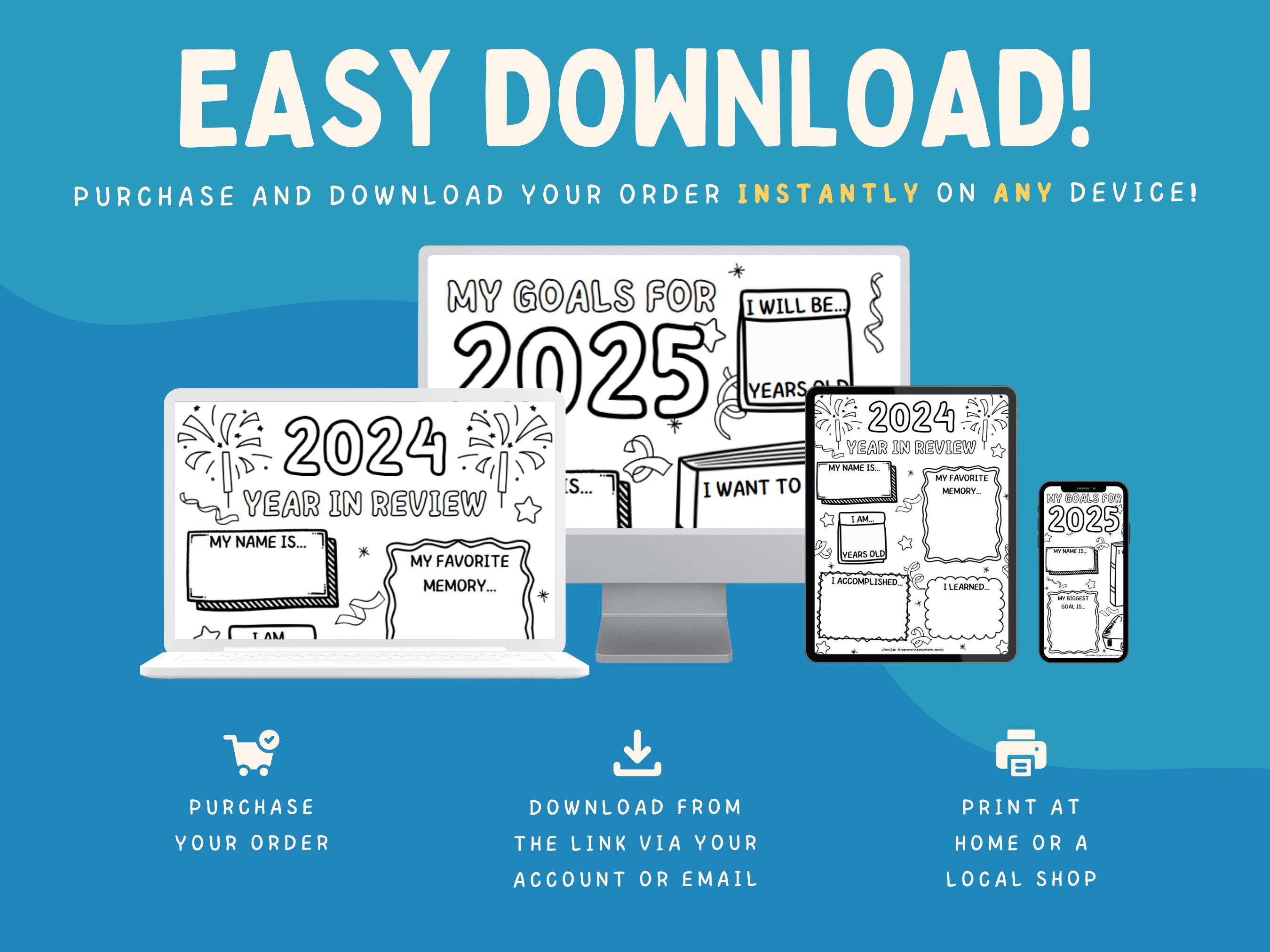 Kids Year in Review Activity Pack, Color Printable Time Capsule for ...