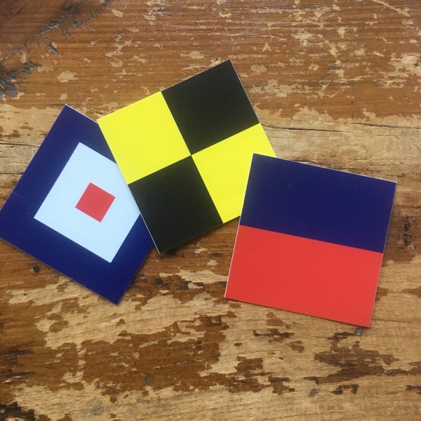 Nautical Flag Stickers Vinyl Peel and Stick 1.5 Square Initials