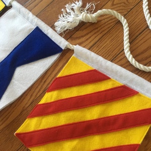 Custom International Maritime Code Flag Nautical Name Banner Felt Decor Party 8x8 Signal Garland and Rope