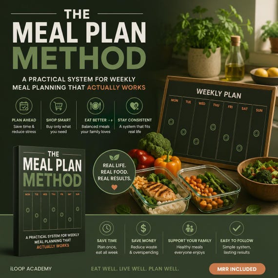 Weekly Meal Planning System for Real Life, Stop Wondering Whats for Dinner – The Meal Plan Method | PLR MRR Resell Rights