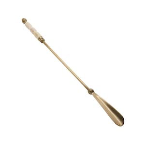 Brass Long Shoehorn: Ivory Resin Handle with Pinecone Top