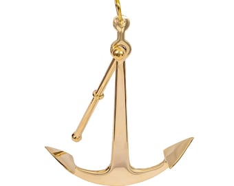 Gold Brass Anchor: Nautical Tabletop Decor, Paperweight (5"H)
