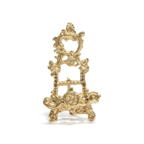 Gold Ornate Brass Easel: 5"H Metal Display Stand