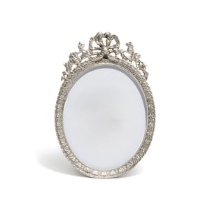 Baroque Brass Photo Frame: Silver Finish, Vintage Floral Design