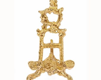 Gold Ornate Brass Easel: 6"H Metal Display Stand