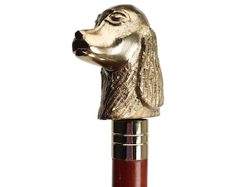 Gold Dog Bust Handle Long Shoehorn in Wood and Aluminum, 30″H