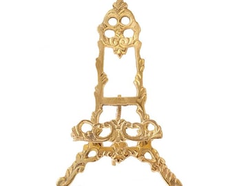 Gold Ornate Brass Easel: Vintage Tabletop Photo & Art Display