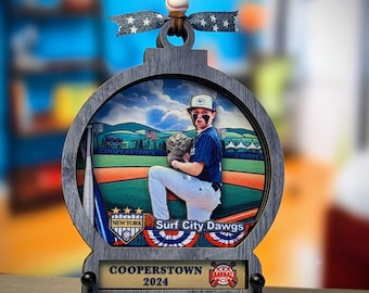 2024 Custom unique 3d Cooperstown photo ornaments, personalized, laser cut, Christmas ornament, coach, team, grandparent gift