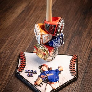 Personalisierter Single-Fledermaus Baseball / Softball-Ringständer, Sportringanzeige, Fotoanzeige, Athletengeschenk, Sportdekor-Baseballgeschenk