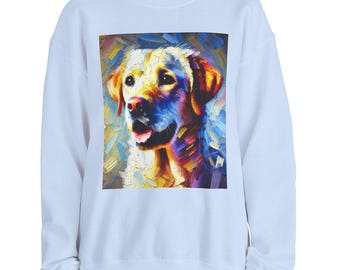 Bluza z okrągłym dekoltem Labrador Retriever, przytulny prezent dla miłośników psów unisex, oryginalna sztuka impresjonistyczna, ciepły zimowy sweter, odzież dla właścicieli zwierząt