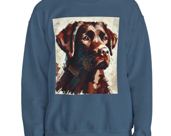 Bluza z okrągłym dekoltem Labrador Retriever, przytulny prezent dla miłośników psów unisex, oryginalna sztuka impresjonistyczna, ciepły zimowy sweter, odzież dla właścicieli zwierząt