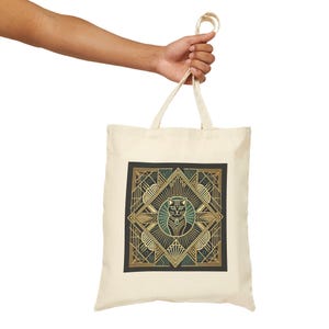 Cat Tote Bag, Art Deco Design, Durable Market Bag, Vintage Chic, Book Lover Gift, Reusable Grocery Bag, Eco-Friendly, Canvas Tote