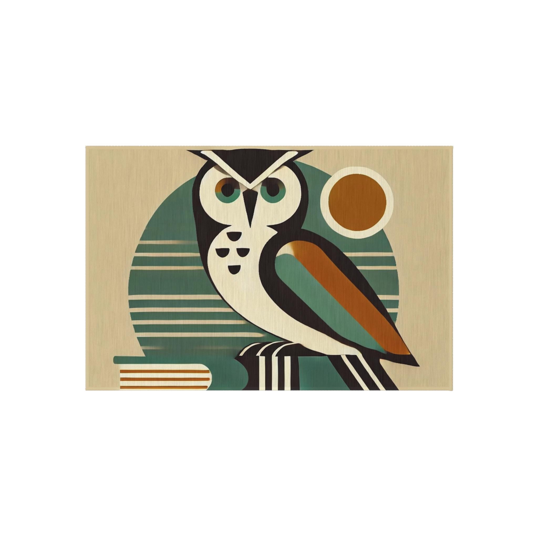 Owl Door Mat Patio Rug PatioMid-Century Modern, Outdoor Rug, Bauhaus, Retro Charm Home Decor, Housew