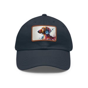 Dachshund Hat with Leather Patch, Casual Baseball Cap, 22 Colors, Summer Outdoor Accessories, Trendy Fashion Headwear, Sun Sport Protection