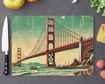 Cutting Board, San Francisco Golden Gate Bridge Design, Kitchen Home Decor, Unique Housewarming Gift, Foodie Chef Gift, California Souvenir