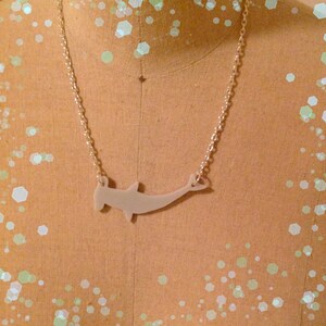 Hammerhead Shark Necklace, Ocean Animal Necklace Grey Acrylic, Gift for Friend image 2