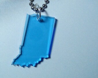 Indiana Necklace Light Blue State Jewelry in Lasercut Acrylic