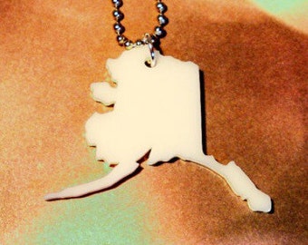 Alaska Acrylic Necklace, State Jewelry in Cream