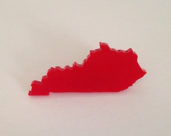 Kentucky Shape Brooch - State Pin  - Red Acrylic Lasercut - Small Size