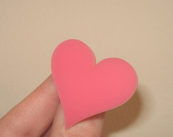 Heart Brooch Pin in Bubblegum Pink Acrylic, Heart Shape Jewelry