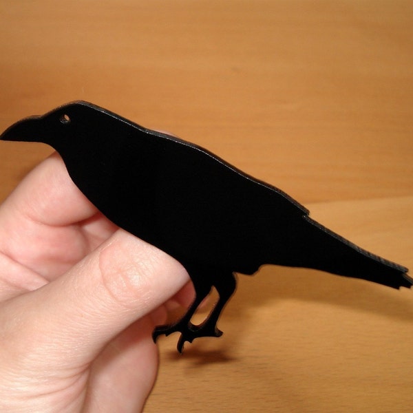 Raven Pin, Raven Brooch Jewelry, Bird Pin, Animal Brooch, Crow Pin, Black Acrylic, Raven Cosplay, Lapel Pin, Gift for Friend