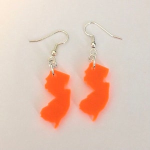 Neon Orange New Jersey Earrings Fluorescent State Jewelry image 1