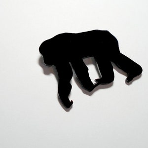 Chimpanzee Pin, Animal Brooch in Black Laser cut Acrylic, Chimp Brooch image 3