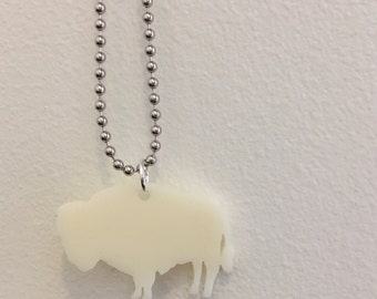 Bison Buffalo Necklace in Cream Acrylic, Gift for Her, Southwestern Style, Boho Chic