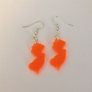 Neon Orange New Jersey Earrings Fluorescent State Jewelry image 3