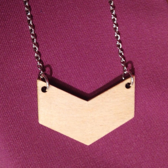 Wooden Chevron Necklace Statement 