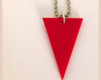 Red Acrylic Triangle Necklace - Triangle Jewelry - Triangle Shape Necklace - Geometric Shape Necklace - Gift for Her